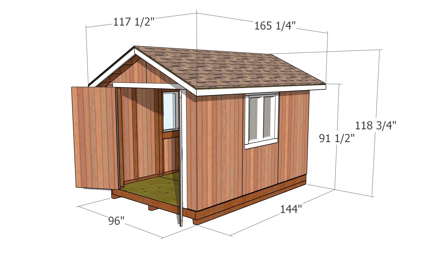 8x12 Shed Plans - dimensions