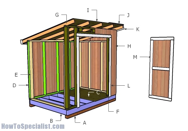 6x8 Lean to Storage Shed Plans | HowToSpecialist - How to Build, Step ...