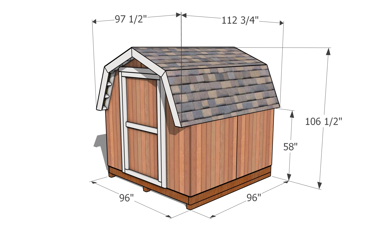 8x8 Short Barn Shed Plans dimensions