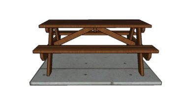 6' Picnic Table Plans - Front view