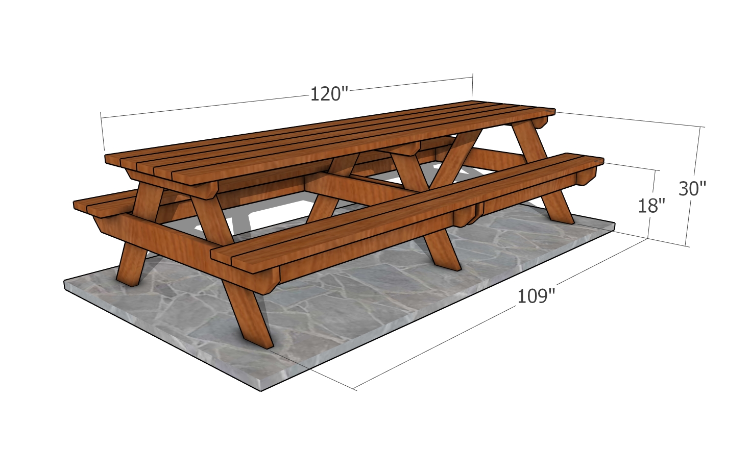 10 foot Picnic Table - dimensions