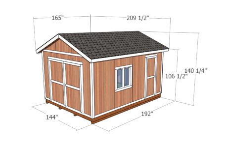 12x16 shed plans - dimensions