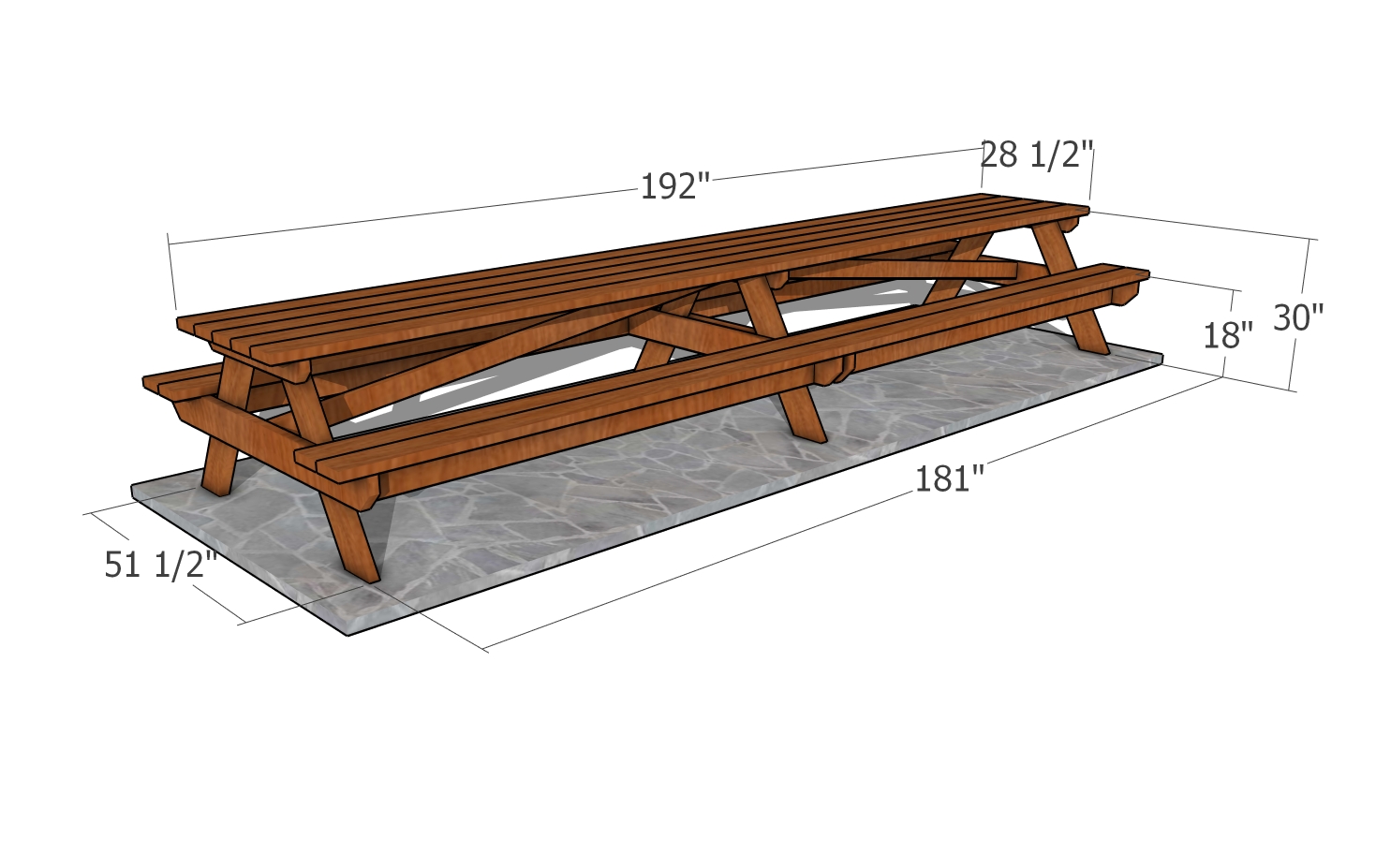 16 foot Picnic Table dimensions