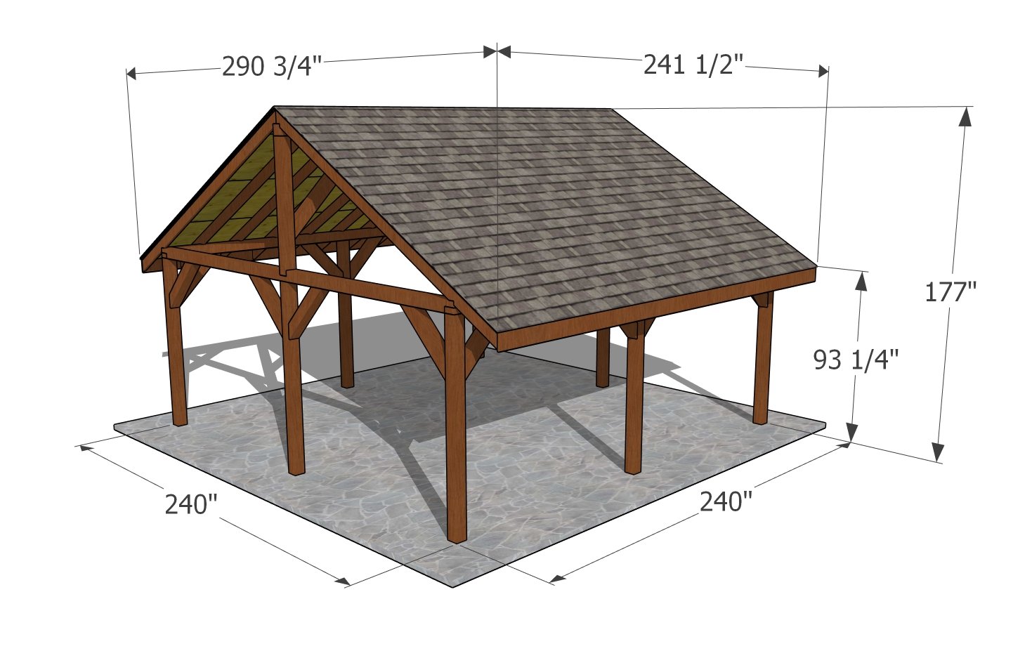 20x20 Picnic Shelter Plans - dimensions