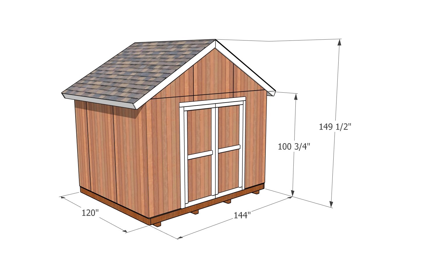 12x10 Shed Plans - dimensions