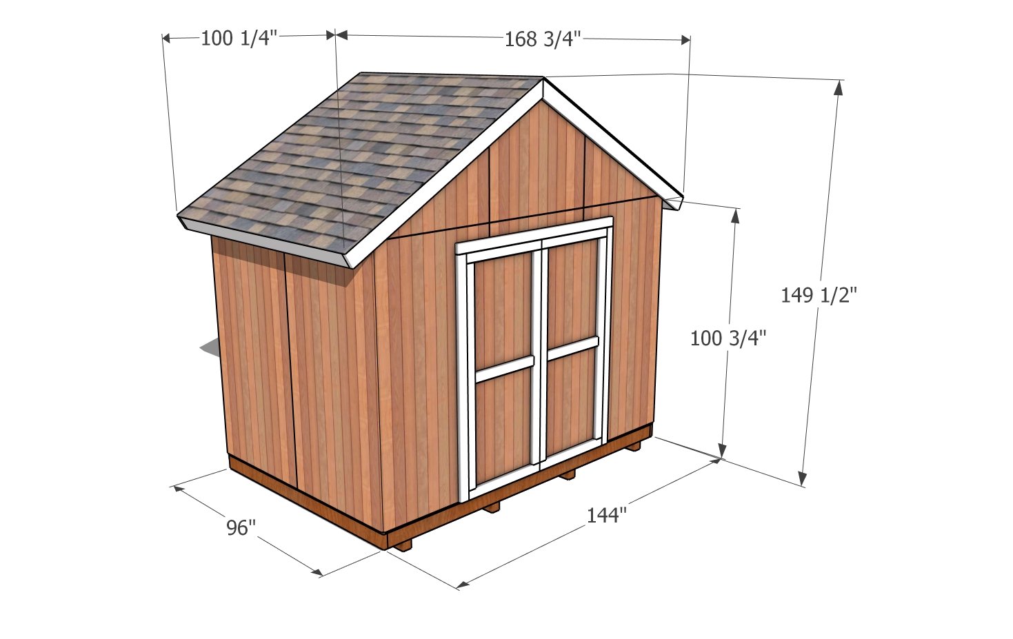 12x8 Shed Plans - dimensions