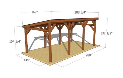 12x24 Do It Yourself Lean to Carport Plans - dimensions