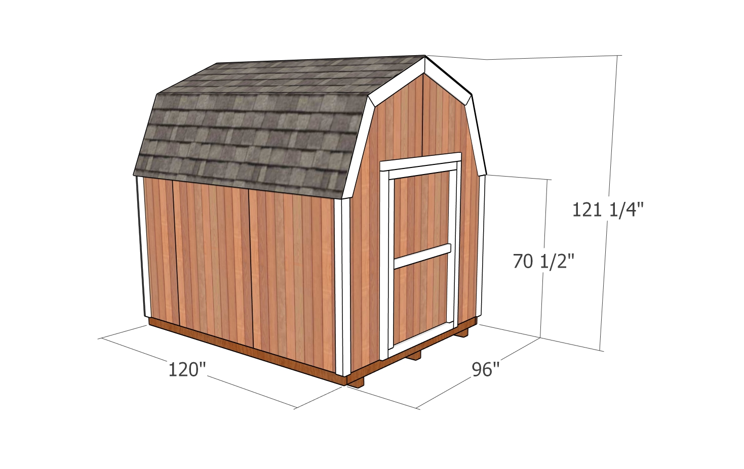 8x10 Gambrel Shed Plans dimensions