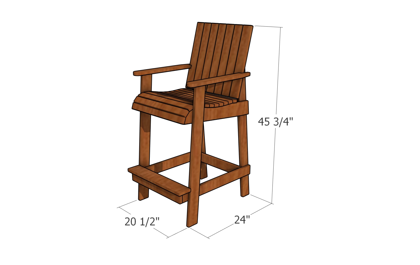 Bar height adirondack chair plans - dimensions