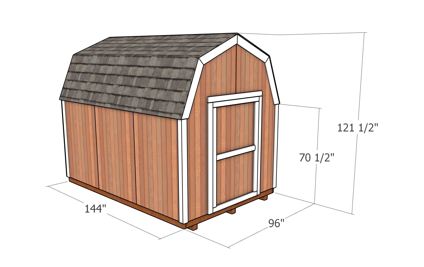 8x12 Gambrel Shed Plans - dimensions