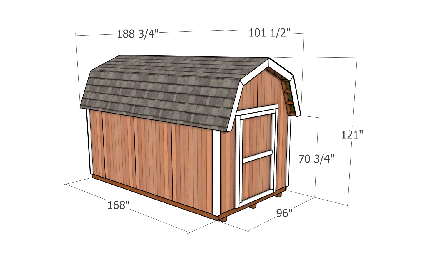 8x14 Gambrel Shed Plans dimensions