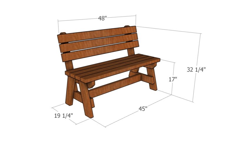 2x4 Bench with Back Plans | HowToSpecialist - How to Build, Step by ...