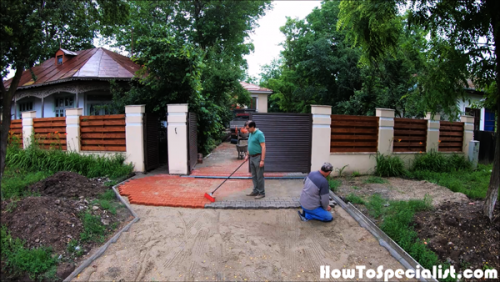 Filling-the-gaps-between-the-pavers---building-a-driveway