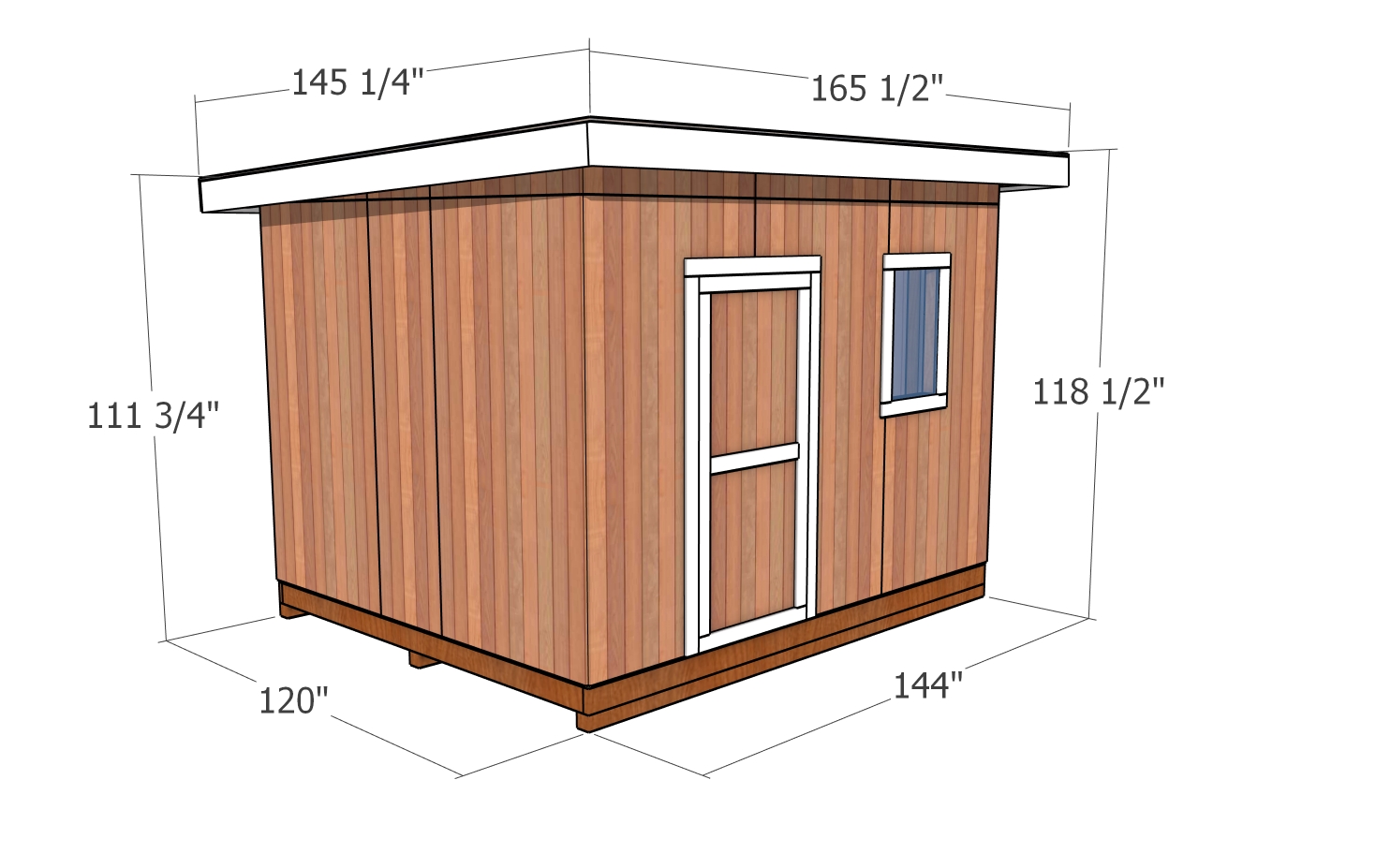 10x12 Shed with a Flat Roof Plans dimensions