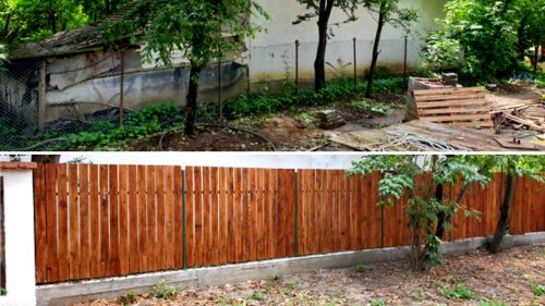 wooden fence - before and after