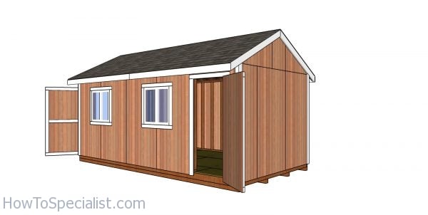 10x20 Gable Shed Plans - back view