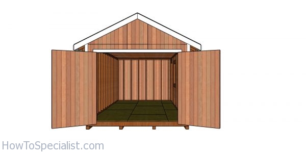 10x20 Gable Shed Plans - front view