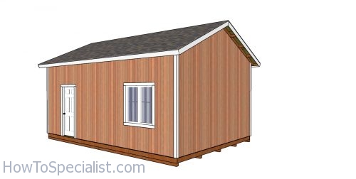 16x24 Shed Plans - back view
