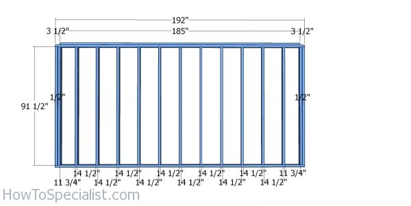 Back wall frame - 12x16 run in shed