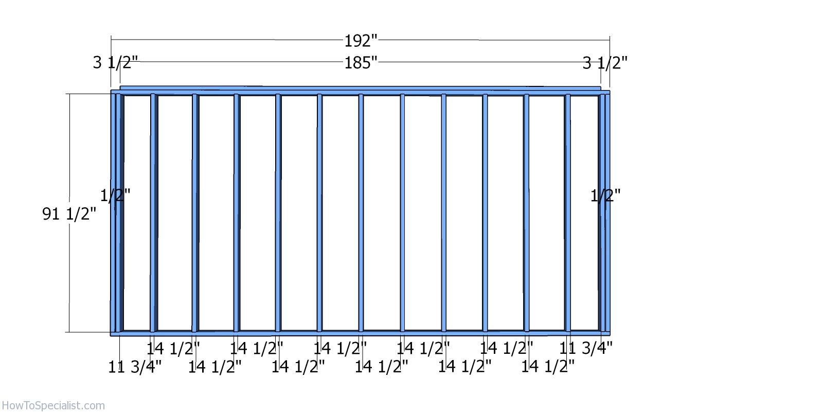 Back wall frame - 12x16 run in shed