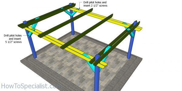 Fitting the braces to the pergola