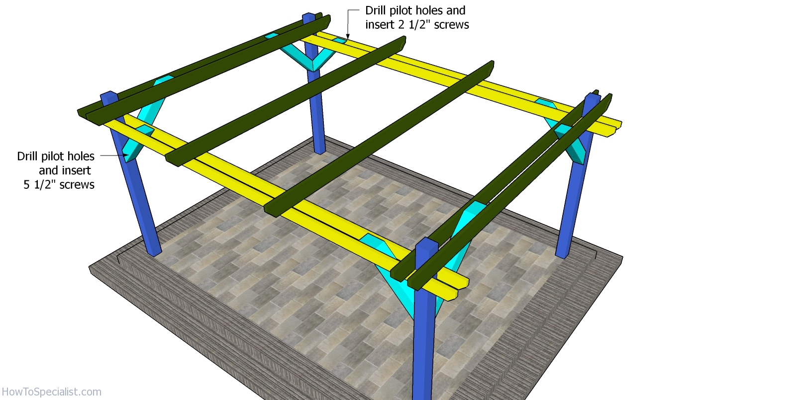 Fitting the braces to the pergola