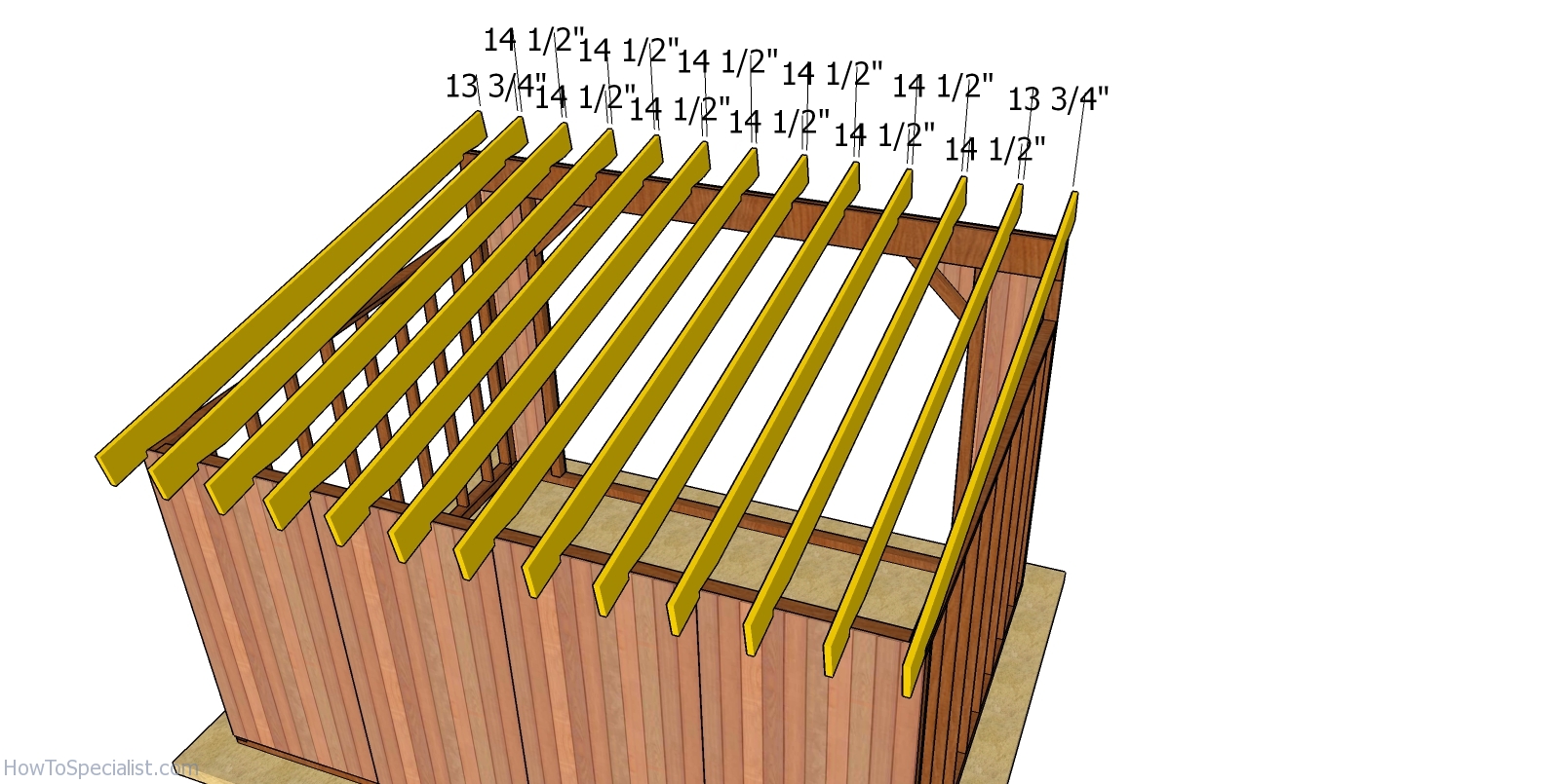 Fitting the rafters – 12×16 run in shed HowToSpecialist