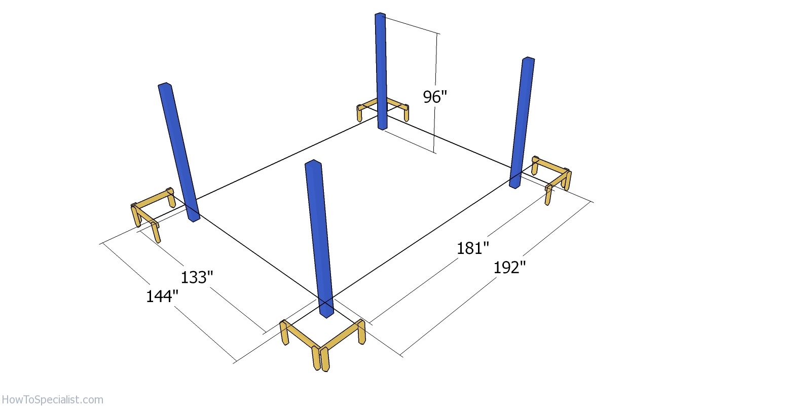 Laying out the pergola posts - 12x16 pergola