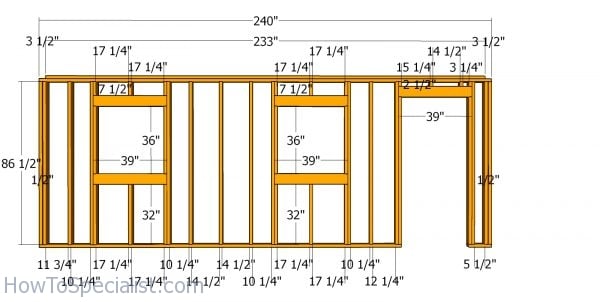 Side wall with window frame