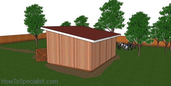 12x16 Goat Shelter with Storage Plans - back view