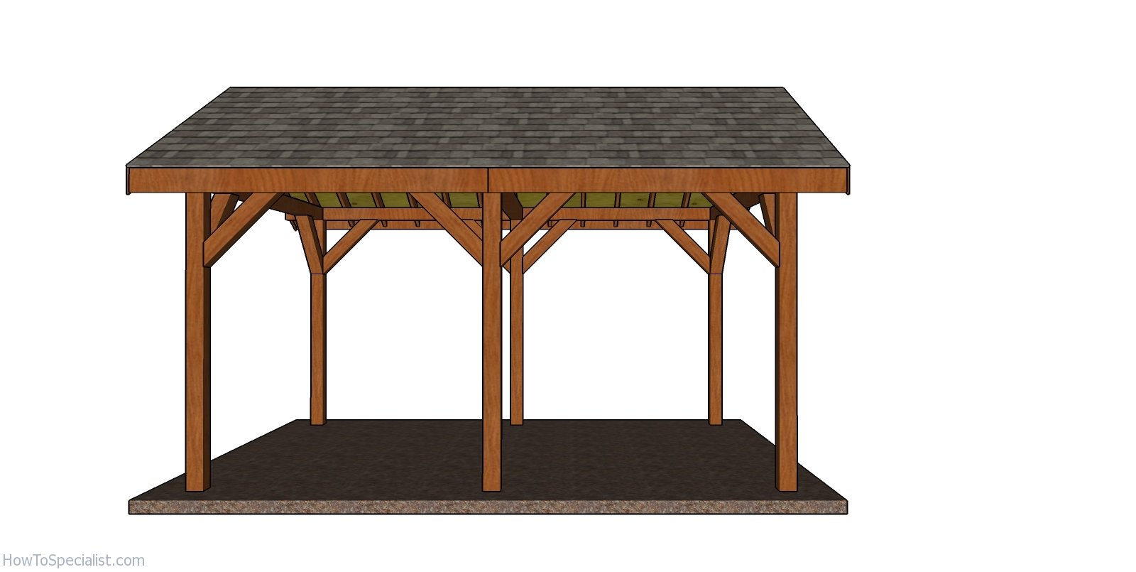 12x16 Pavilion Plans - side view