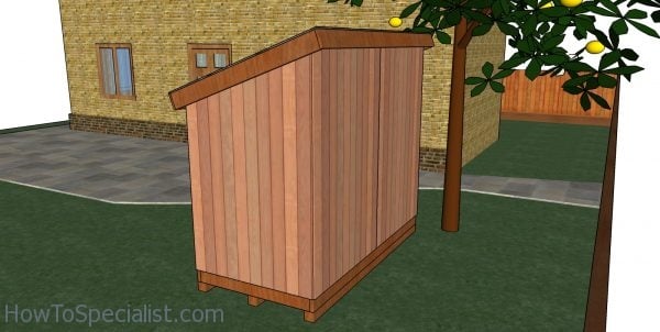 4x8 Short Lean to Shed Plans - back view