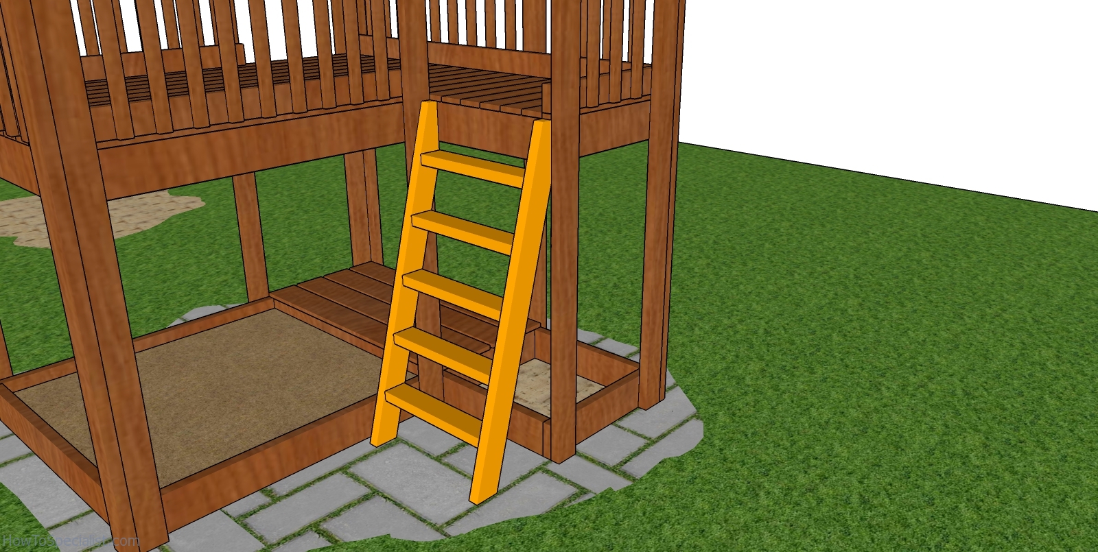 Fitting The Ladder Outdoor Playhouse Howtospecialist How To Build