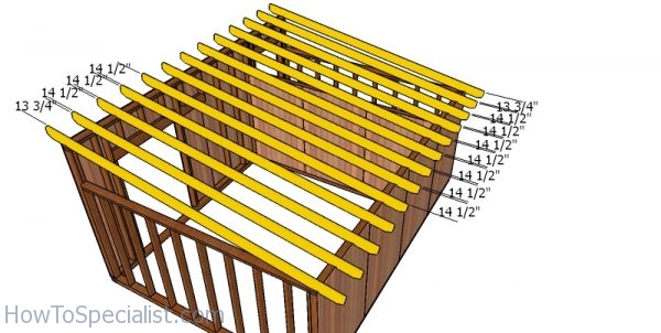 Fitting the rafters - 12x16 goat shelter