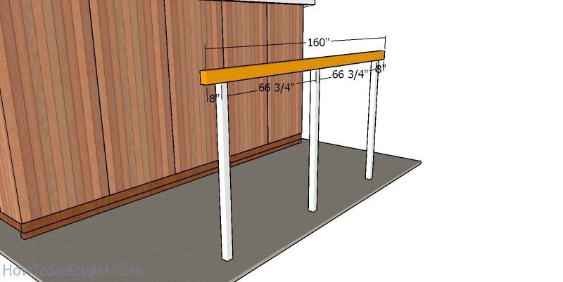 Fitting the support beam - lean to addition