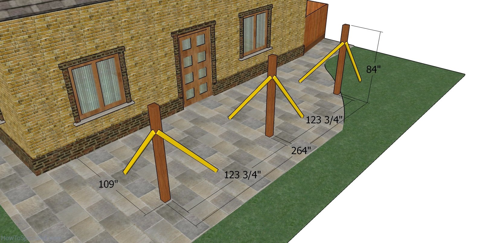 Laying out the posts - patio pergola