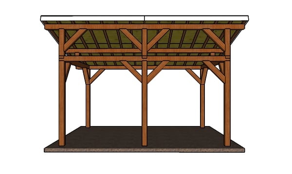 12x16 Lean to pavilion - back view