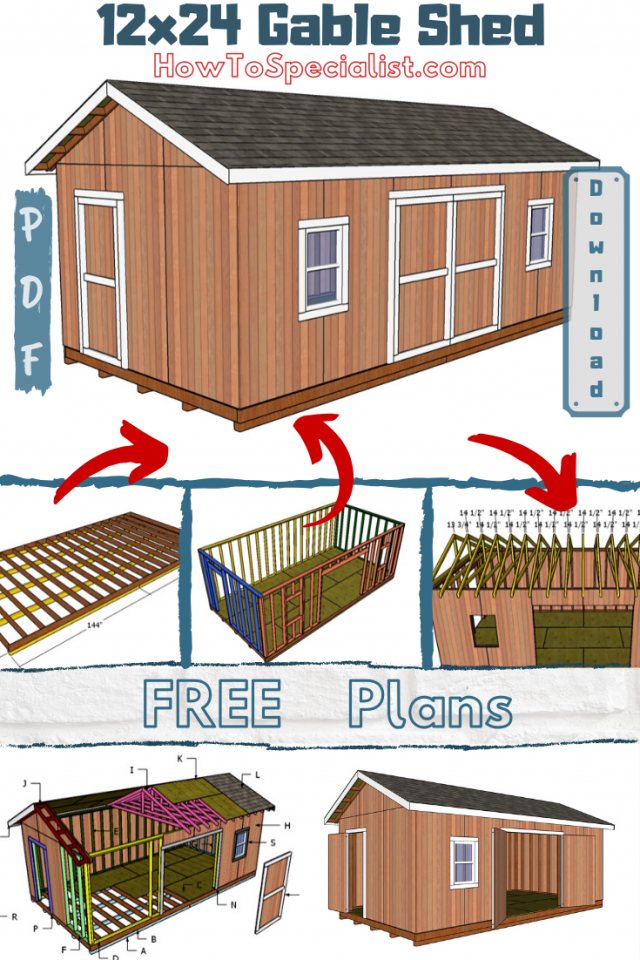 12x24 Shed Plans Free Diy Howtospecialist How To Build Step By - Diy Shed Plans And Cost