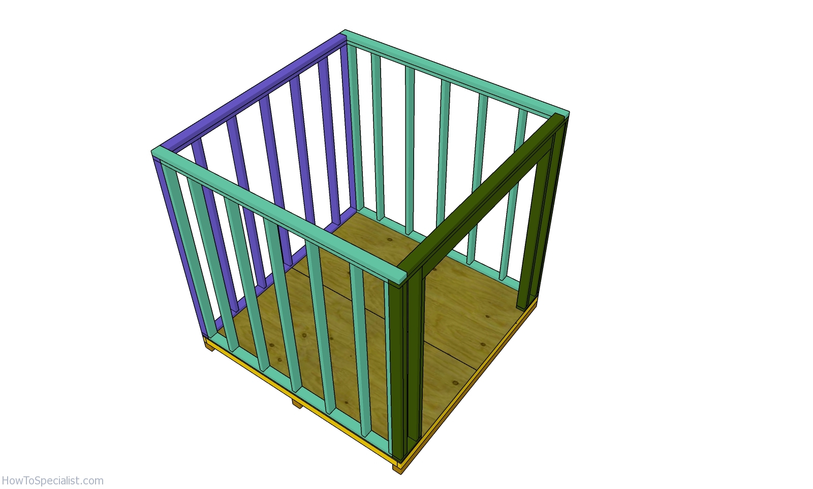 Assembling the shed frame - 8x8 lean to