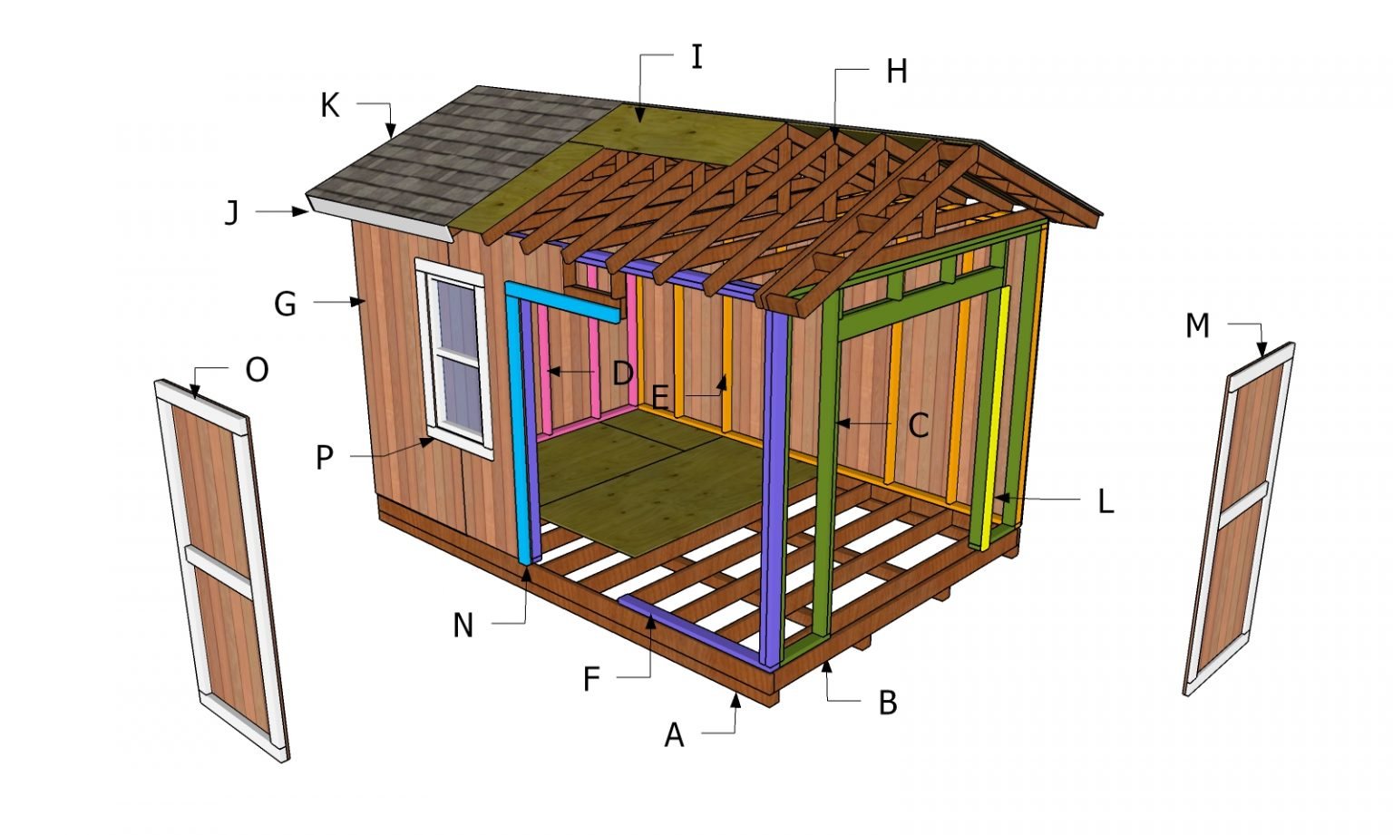 10x14 Gable Shed - Free DIY Plans | HowToSpecialist - How To Build ...