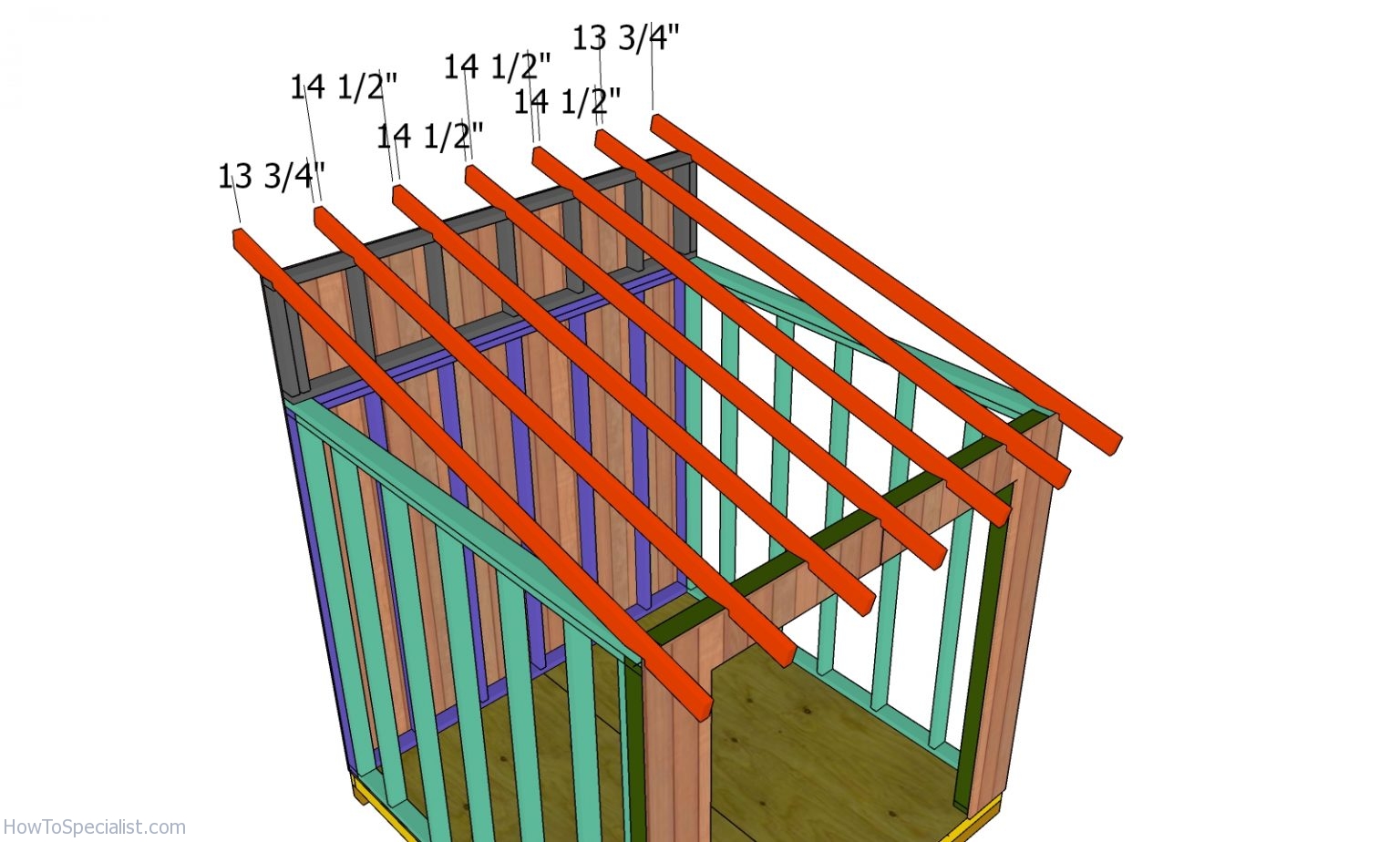 8x8 Lean to Shed Roof Plans | HowToSpecialist - How to Build, Step by ...