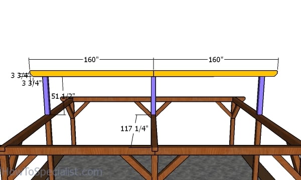 Fitting the ridge beam - large backyard pavilion