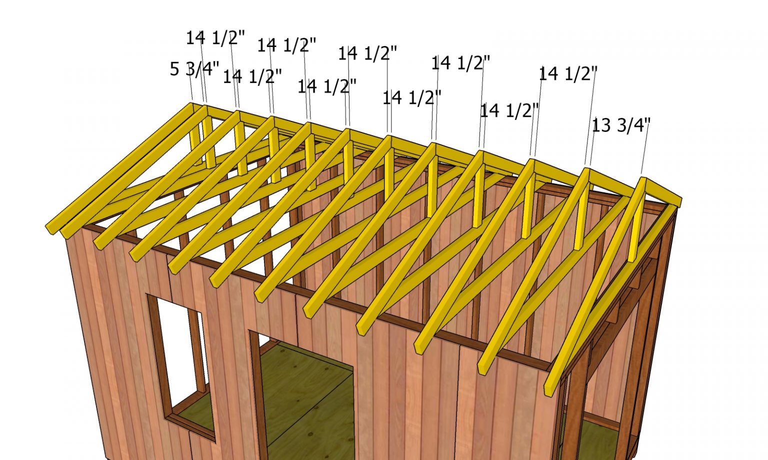 Fitting The Trusses 10×14 Shed Howtospecialist How To Build Step By Step Diy Plans