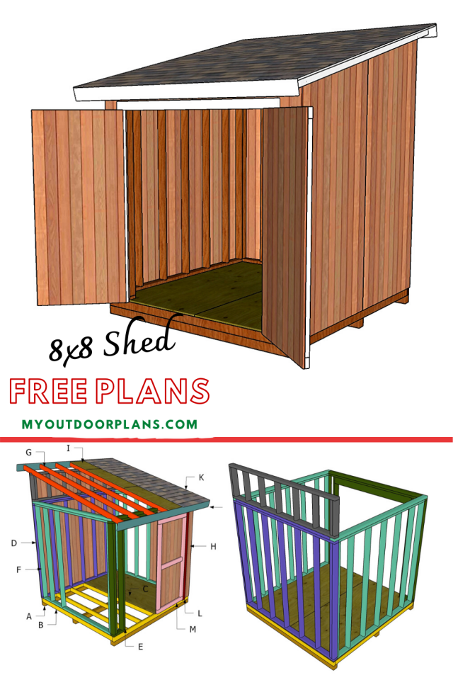 8x8 Lean to Shed - Free DIY Plans - HowToSpecialist - How to Build, Step by Step DIY Plans