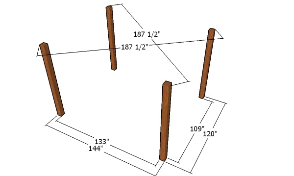 Laying out the posts for the pavilion