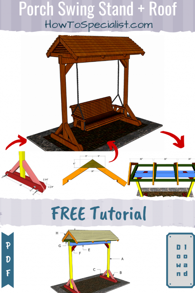 Porch Swing Frame with Roof - Free DIY Plans | HowToSpecialist - How to