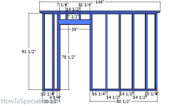 Side wall with door - 12x24 shed