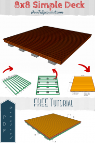 Simple 8x8 free standing deck plans