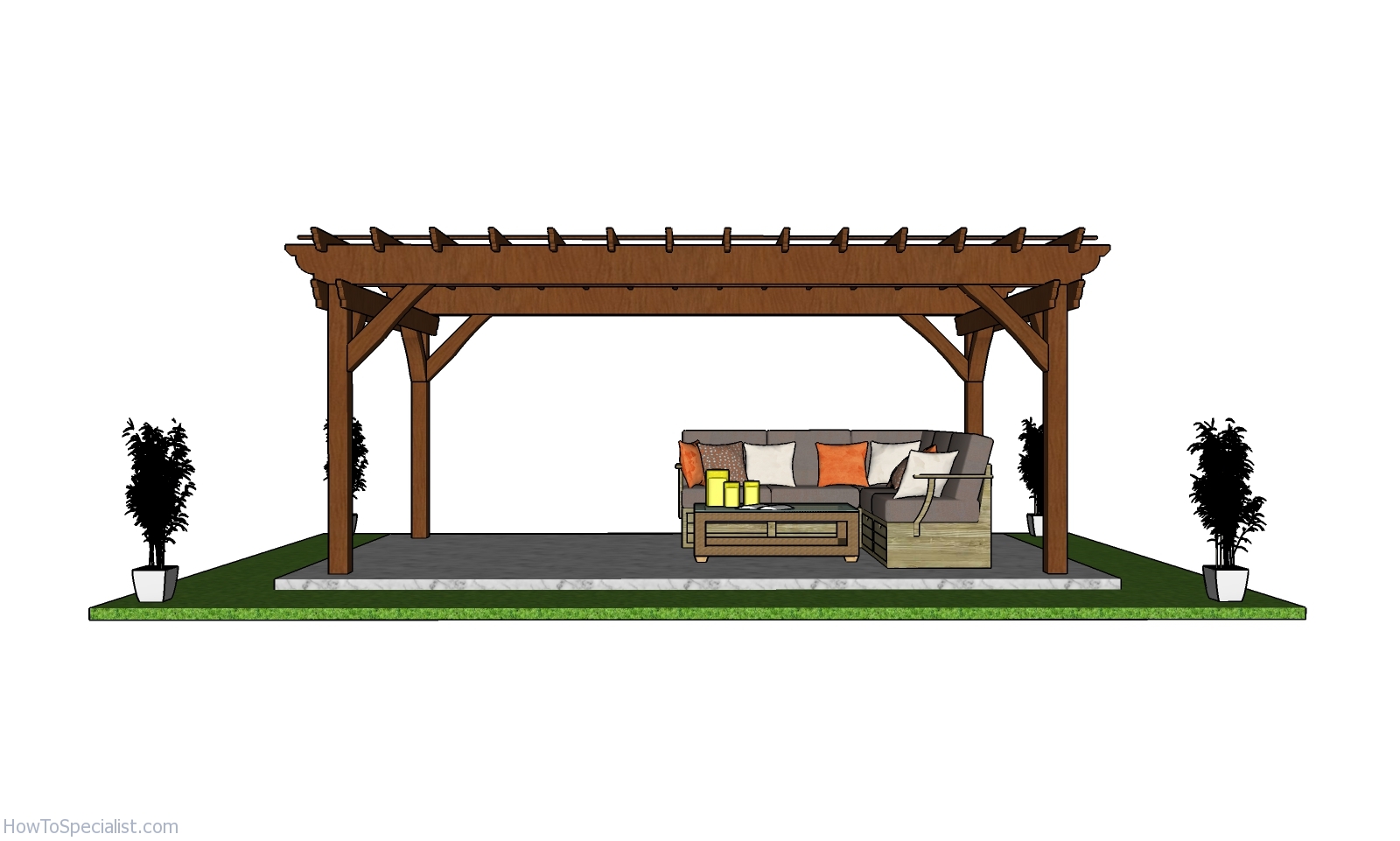 10x18 Pergola Plans - side view