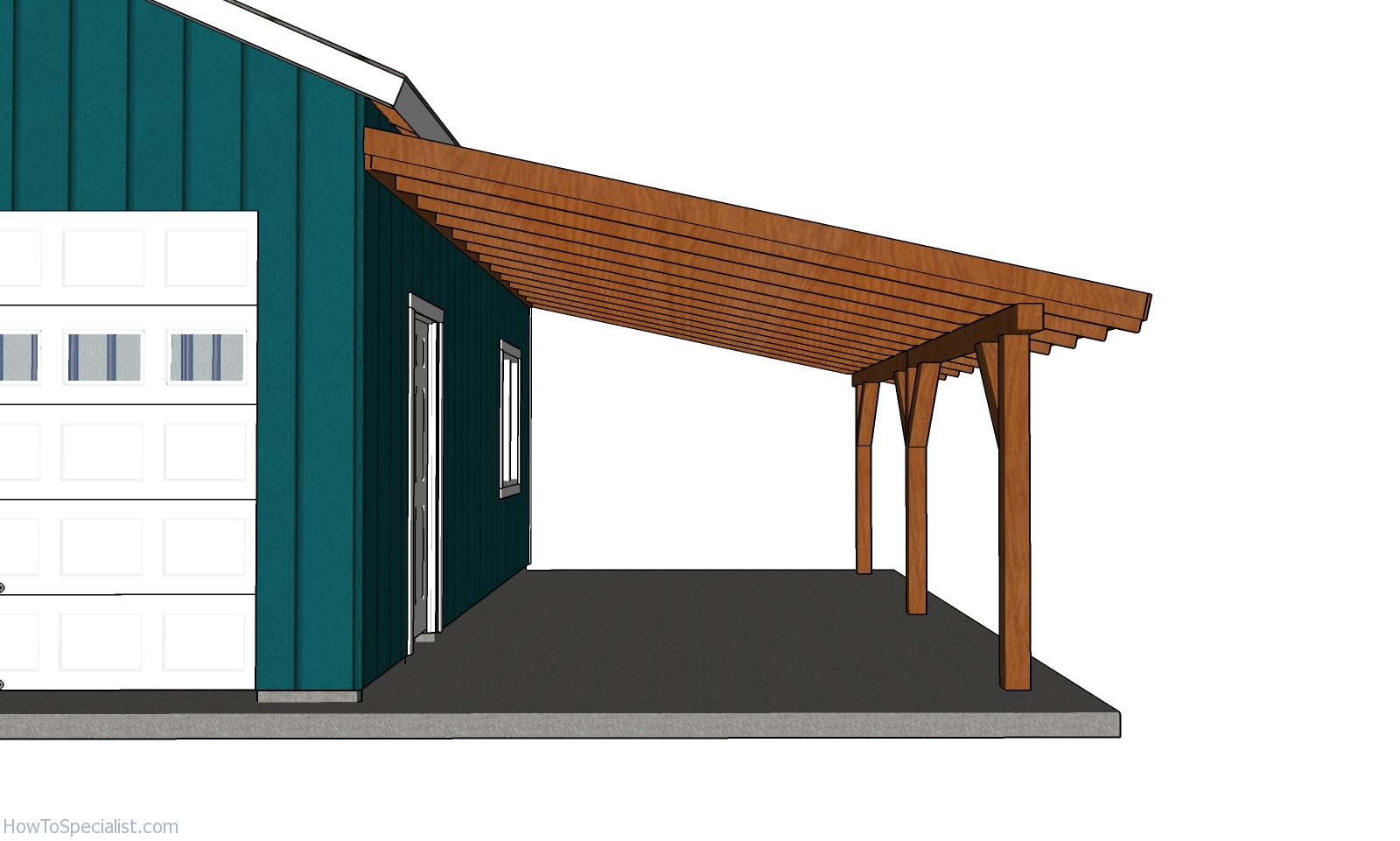 12 24 Attached Carport Plans Front View HowToSpecialist How To Build Step By Step DIY Plans